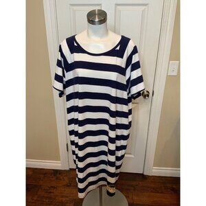Michael Kors Blue White Striped Short Sleeve T-Shirt Dress NWT! Size 2XL